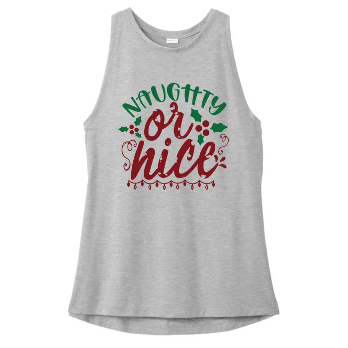 Naughty Or Nice Christmas Holiday Festive Ladies Tri-Blend Wicking Tank