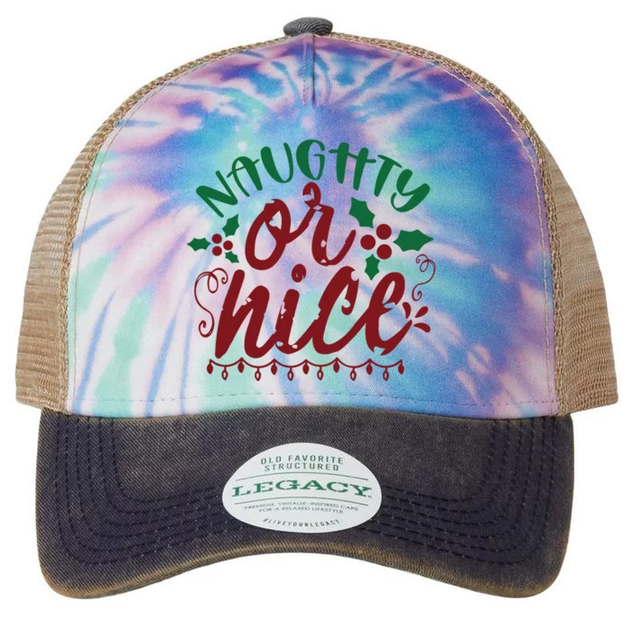 Naughty Or Nice Christmas Holiday Festive Legacy Tie Dye Trucker Hat