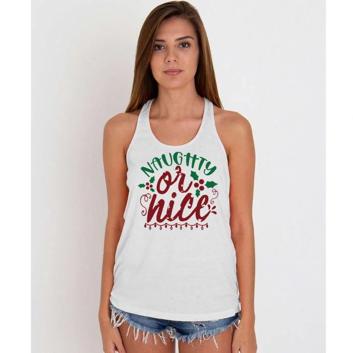 Naughty Or Nice Christmas Holiday Festive Women's Knotted Racerback Tank