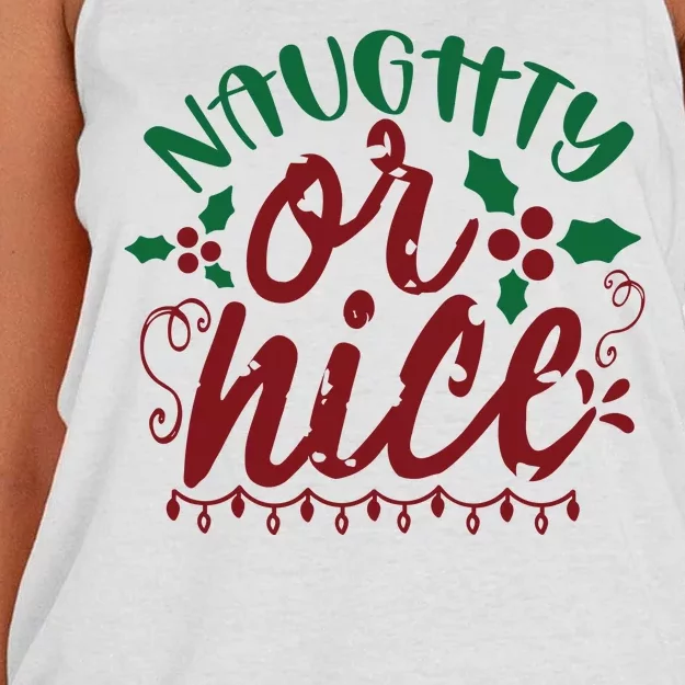 Naughty Or Nice Christmas Holiday Festive Women's Knotted Racerback Tank