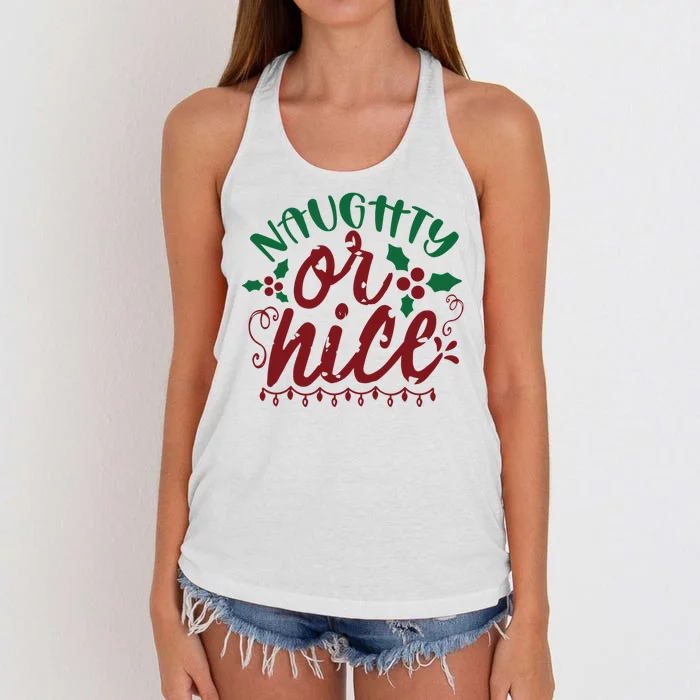 Naughty Or Nice Christmas Holiday Festive Women's Knotted Racerback Tank