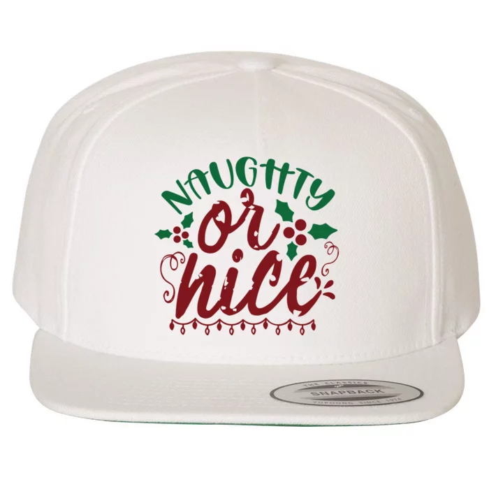 Naughty Or Nice Christmas Holiday Festive Wool Snapback Cap