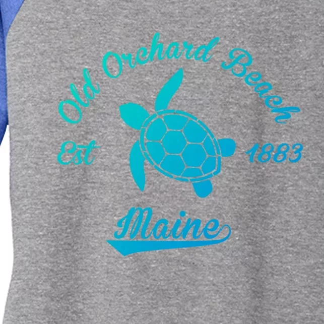 Nautical Old Orchard Beach Maine Sea Turtle Gift Women's Tri-Blend 3/4-Sleeve Raglan Shirt