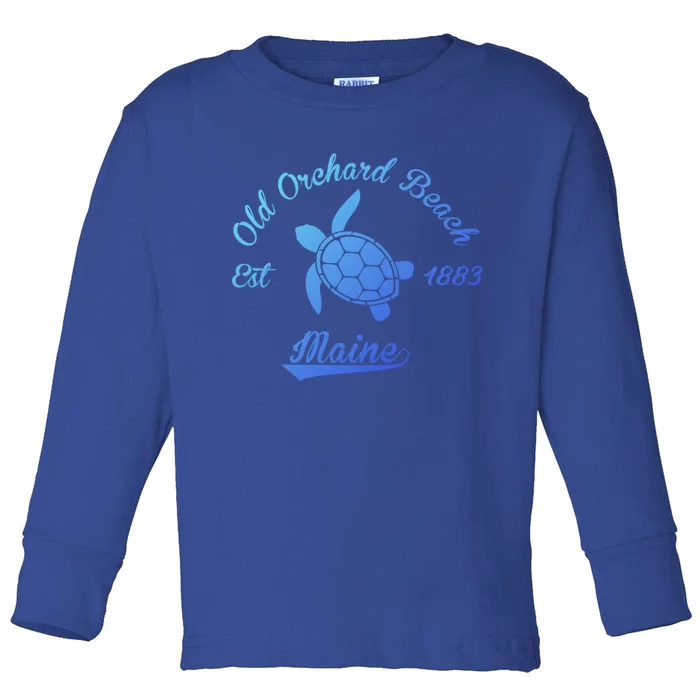 Nautical Old Orchard Beach Maine Sea Turtle Gift Toddler Long Sleeve Shirt