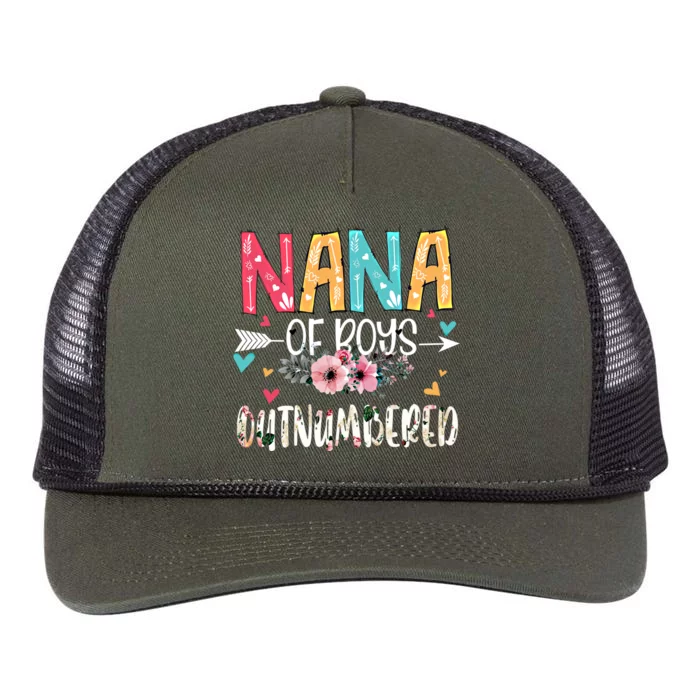 Nana Of Outnumbered Happy Mothers Day Proud Nana Gift Retro Rope Trucker Hat Cap