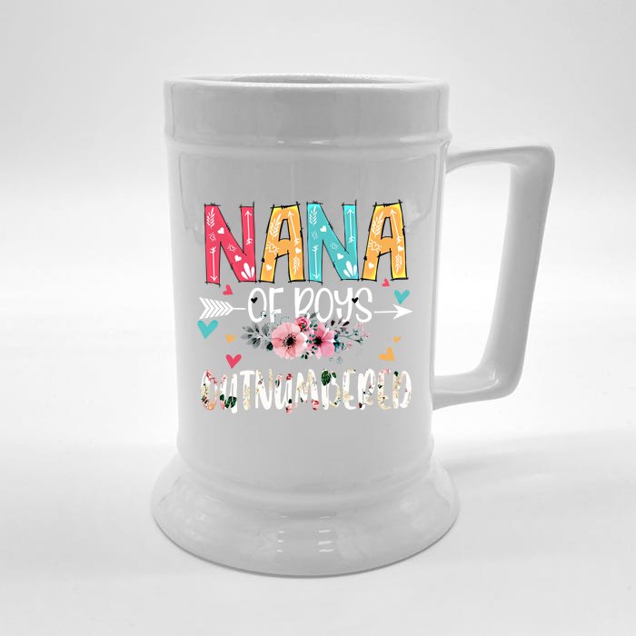 Nana Of Outnumbered Happy Mothers Day Proud Nana Gift Front & Back Beer Stein