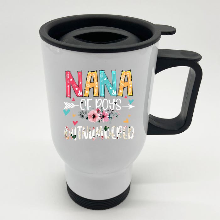 Nana Of Outnumbered Happy Mothers Day Proud Nana Gift Front & Back Stainless Steel Travel Mug