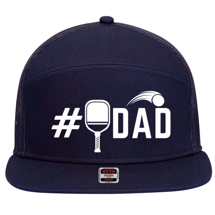 Number One Pickleball Dad Funny Fathers Day Pickleball Lover Gift 7 Panel Mesh Trucker Snapback Hat