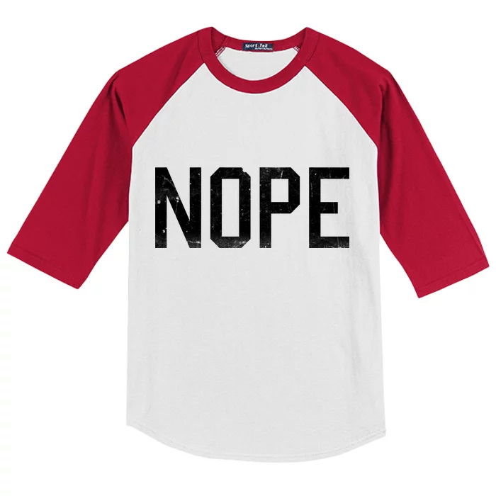 NOPE Funny Meme Kids Colorblock Raglan Jersey