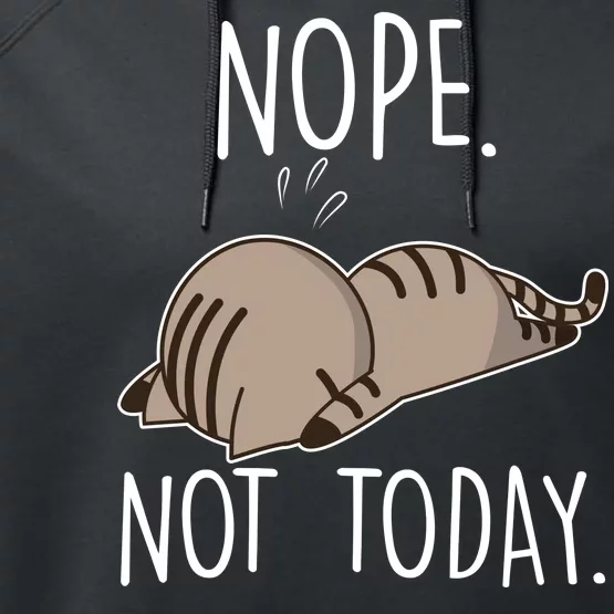 Nope Not Today Funny Lazy Cat Performance Fleece Hoodie