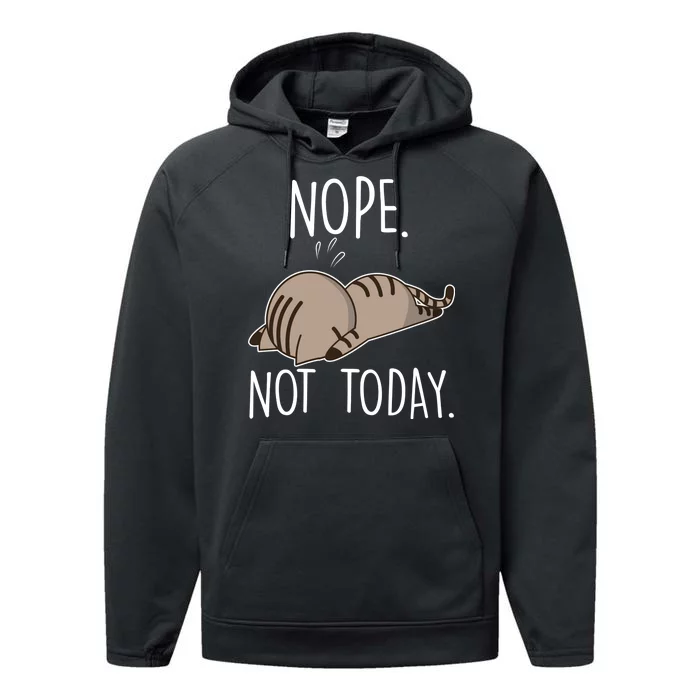 Nope Not Today Funny Lazy Cat Performance Fleece Hoodie