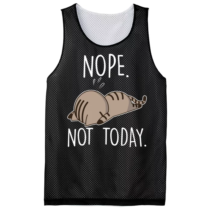 Nope Not Today Funny Lazy Cat Mesh Reversible Basketball Jersey Tank