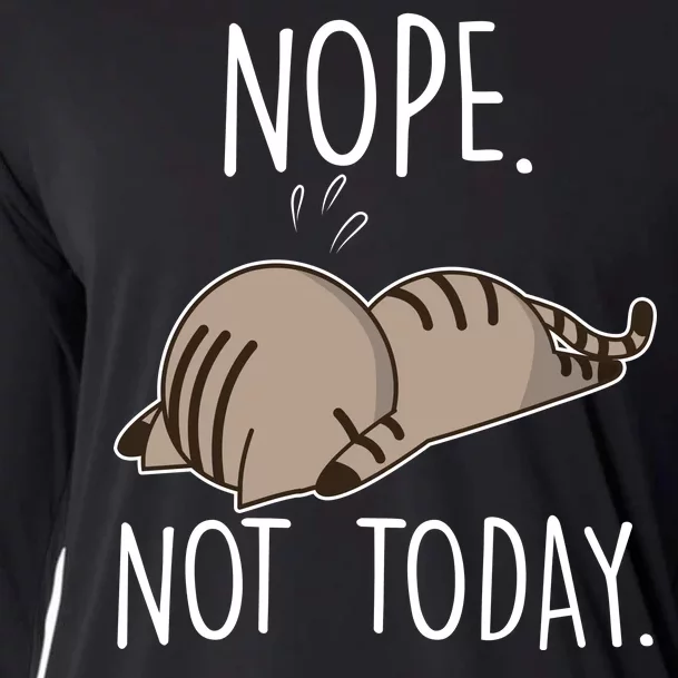 Nope Not Today Funny Lazy Cat Cooling Performance Long Sleeve Crew