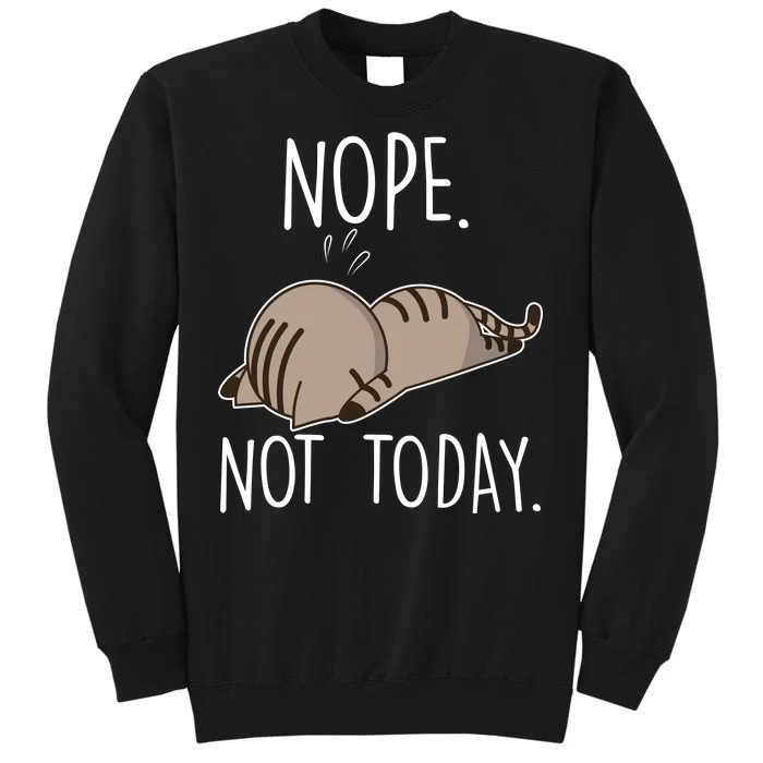 Nope Not Today Funny Lazy Cat Tall Sweatshirt