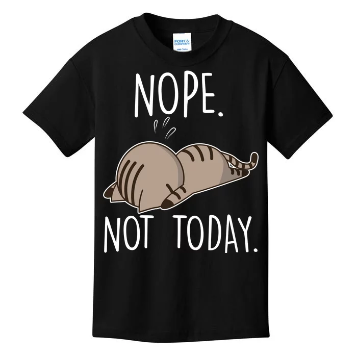 Nope Not Today Funny Lazy Cat Kids T-Shirt