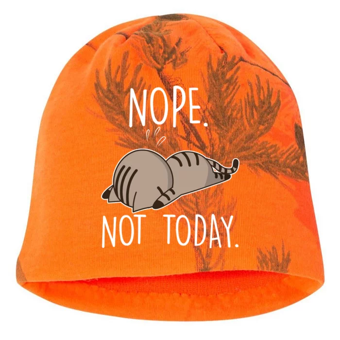 Nope Not Today Funny Lazy Cat Kati - Camo Knit Beanie