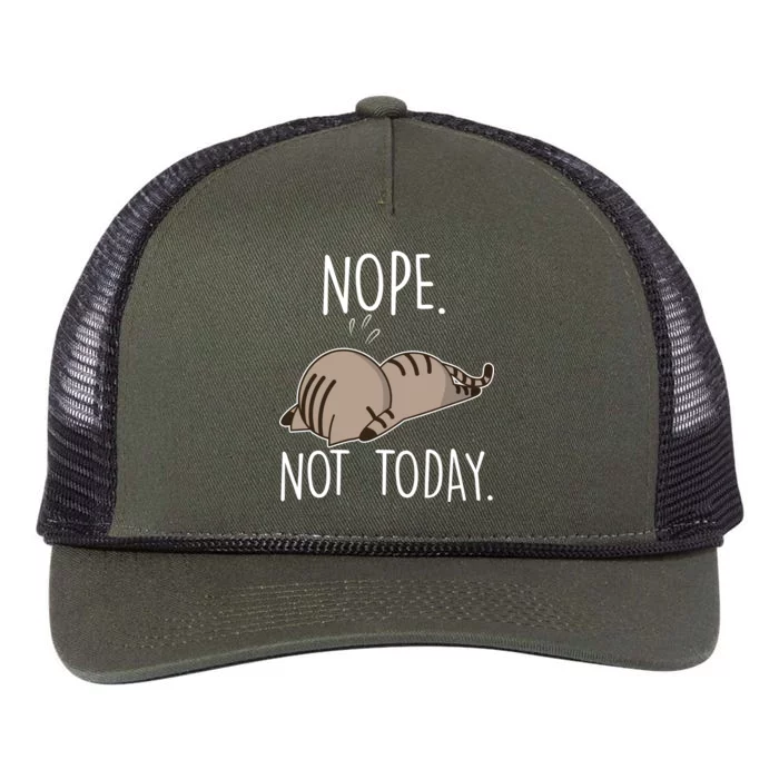 Nope Not Today Funny Lazy Cat Retro Rope Trucker Hat Cap