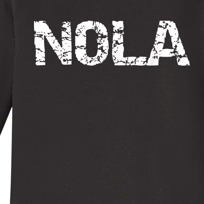 New Orleans Road Trip Gifts Vacation Quote Distressed Nola Baby Long Sleeve Bodysuit