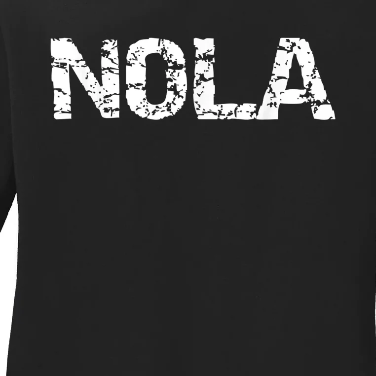 New Orleans Road Trip Gifts Vacation Quote Distressed Nola Ladies Long Sleeve Shirt