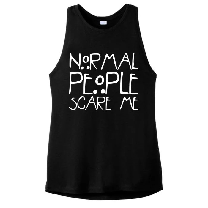 Normal People Scare Me Funny Awkward Weird Ladies Tri-Blend Wicking Tank