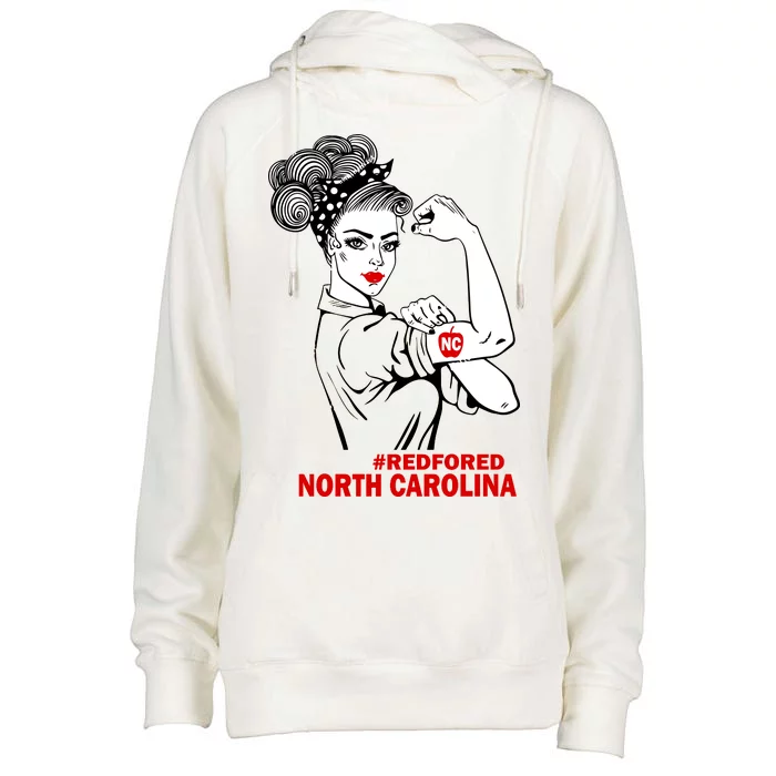 North Carolina NC Red For Ed Strong Womens Funnel Neck Pullover Hood