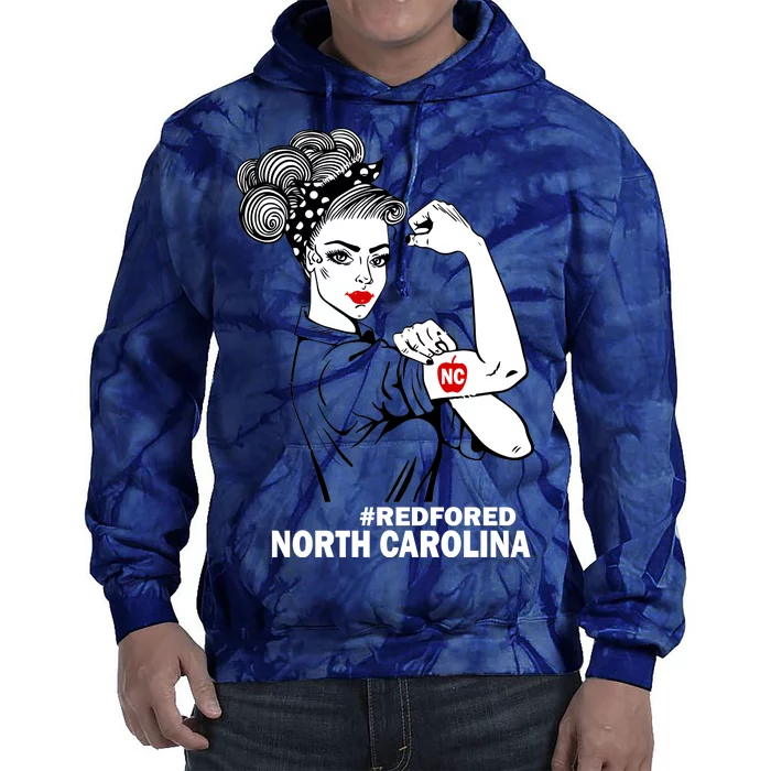 North Carolina NC Red For Ed Strong Tie Dye Hoodie