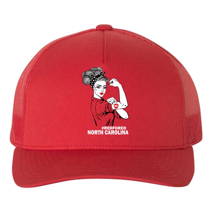 North Carolina NC Red For Ed Strong Yupoong Adult 5-Panel Trucker Hat