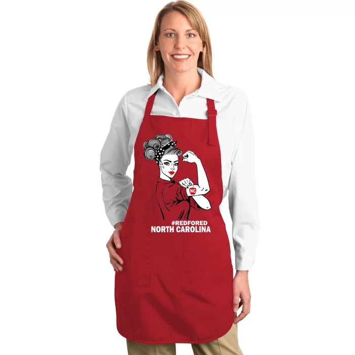 North Carolina NC Red For Ed Strong Full-Length Apron With Pocket