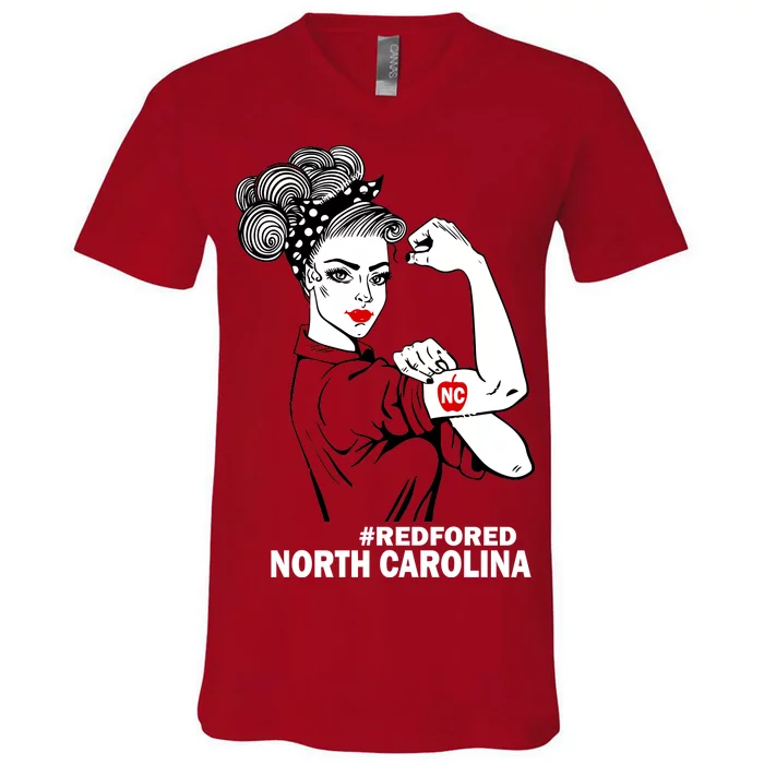 North Carolina NC Red For Ed Strong V-Neck T-Shirt