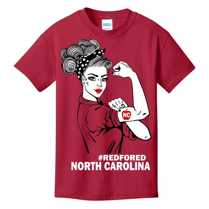 North Carolina NC Red For Ed Strong Kids T-Shirt