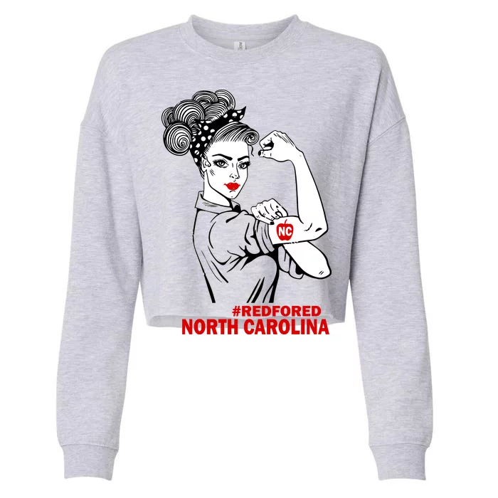 North Carolina NC Red For Ed Strong Cropped Pullover Crew