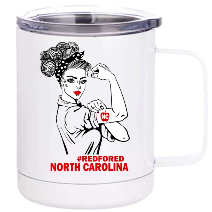 North Carolina NC Red For Ed Strong Front & Back 12oz Stainless Steel Tumbler Cup