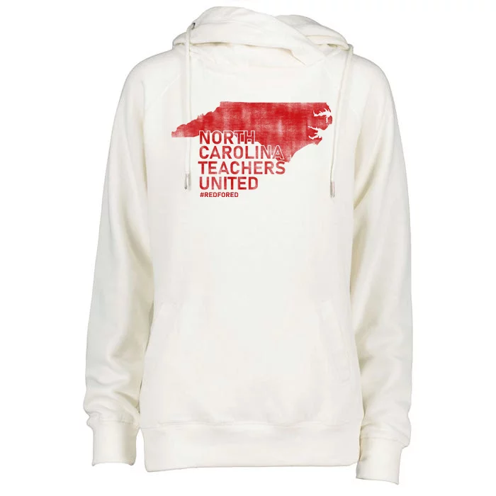 North Carolina Teachers United Red For Ed Womens Funnel Neck Pullover Hood