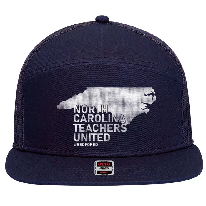 North Carolina Teachers United Red For Ed 7 Panel Mesh Trucker Snapback Hat