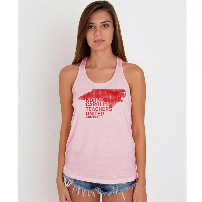 North Carolina Teachers United Red For Ed Women's Knotted Racerback Tank