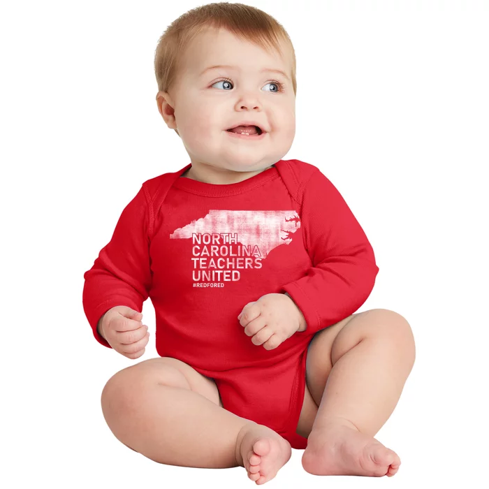 North Carolina Teachers United Red For Ed Baby Long Sleeve Bodysuit