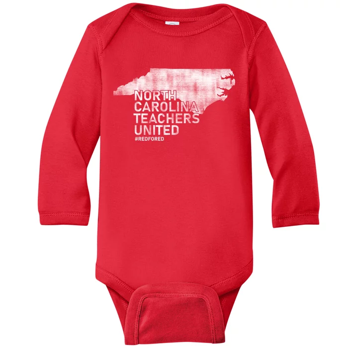 North Carolina Teachers United Red For Ed Baby Long Sleeve Bodysuit