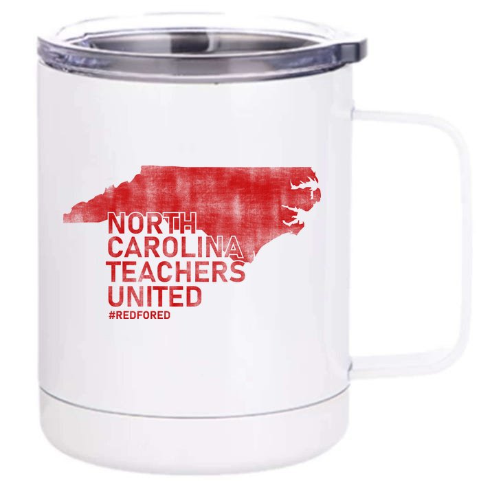 North Carolina Teachers United Red For Ed Front & Back 12oz Stainless Steel Tumbler Cup