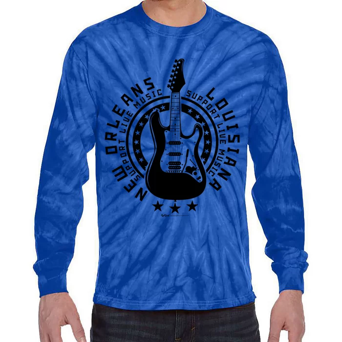 New Orleans Support Local Rock Music Electric Guitar Meaningful Gift Tie-Dye Long Sleeve Shirt