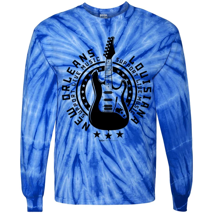 New Orleans Support Local Rock Music Electric Guitar Meaningful Gift Tie-Dye Long Sleeve Shirt