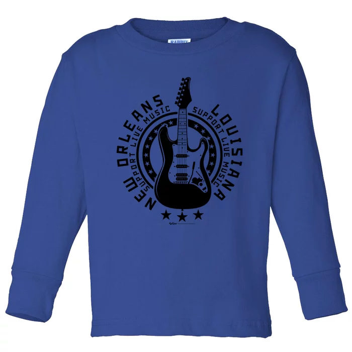 New Orleans Support Local Rock Music Electric Guitar Meaningful Gift Toddler Long Sleeve Shirt