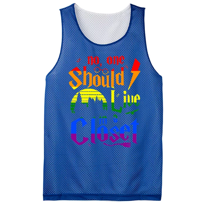 No One Should Live In A Closet Pride Lgbt Gay Lesbian Tee Gift Mesh Reversible Basketball Jersey Tank