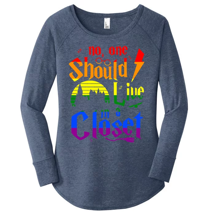 No One Should Live In A Closet Pride Lgbt Gay Lesbian Tee Gift Women's Perfect Tri Tunic Long Sleeve Shirt