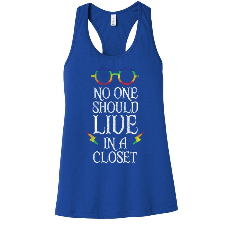 No One Should Live In A Closet Lgbtq Pride Gift Women's Racerback Tank