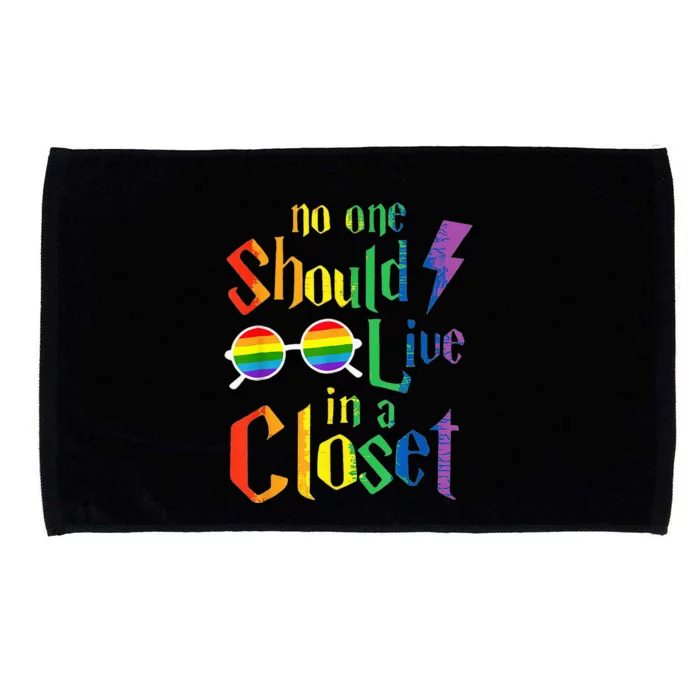 No One Should Live In A Closet LGBT-Q Gay Pride Proud Ally Microfiber Hand Towel