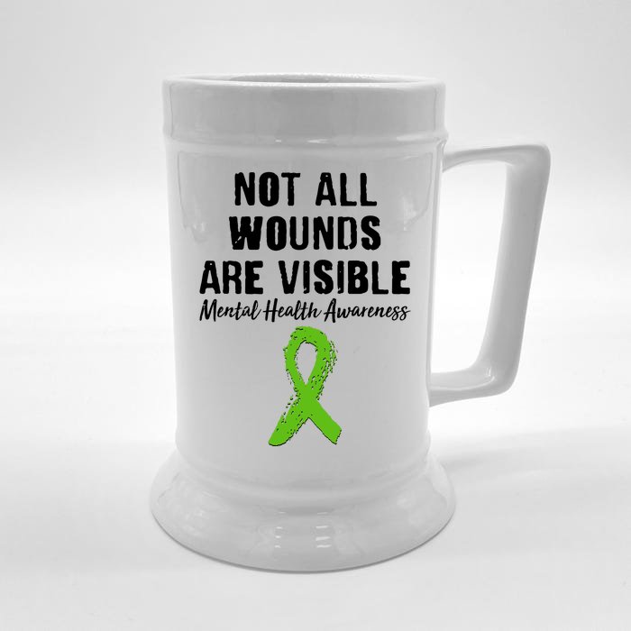 Not All Wounds Are Visible Mental Health Awareness Front & Back Beer Stein