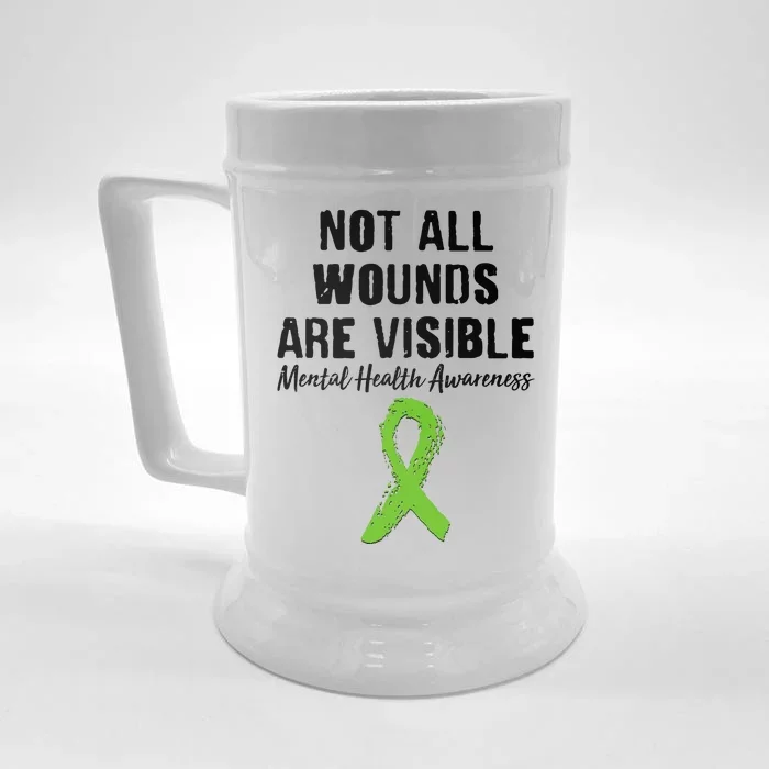 Not All Wounds Are Visible Mental Health Awareness Front & Back Beer Stein