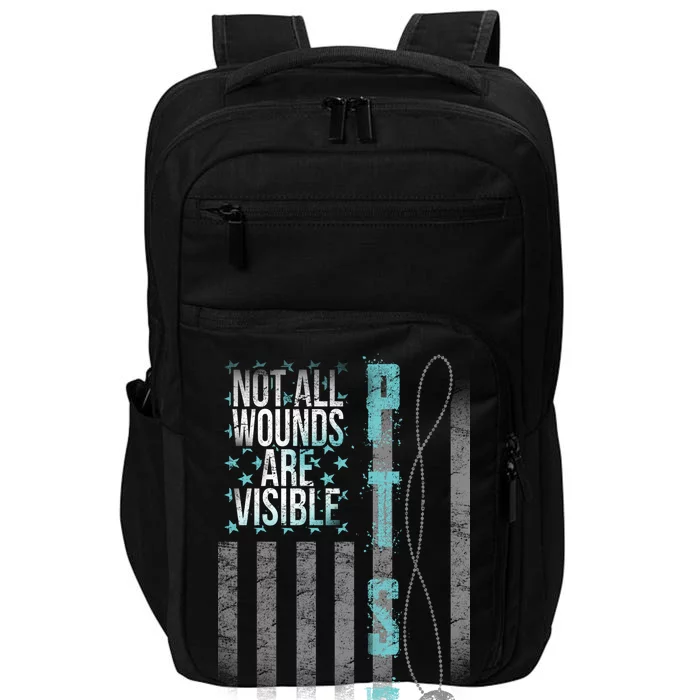 Not All Wounds Are Visible PTSD Veteran Flag Impact Tech Backpack