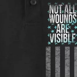 Not All Wounds Are Visible PTSD Veteran Flag Dry Zone Grid Performance Polo