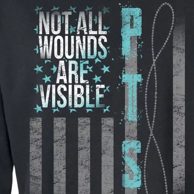 Not All Wounds Are Visible PTSD Veteran Flag Cropped Pullover Crew